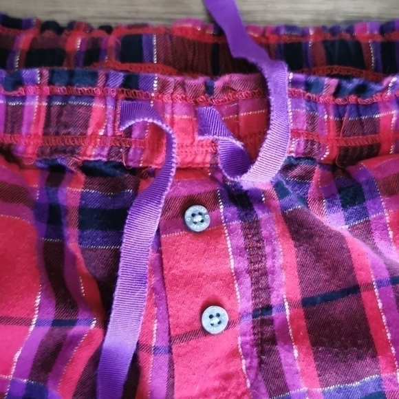 Victoria's Secret Light Flannel Plaid PJ Bottoms Small Red Purple Gold - Picture 2 of 5